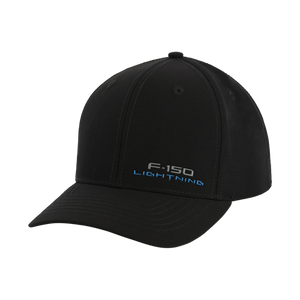 Black cap with 'F-150 Lightning' text on a white background