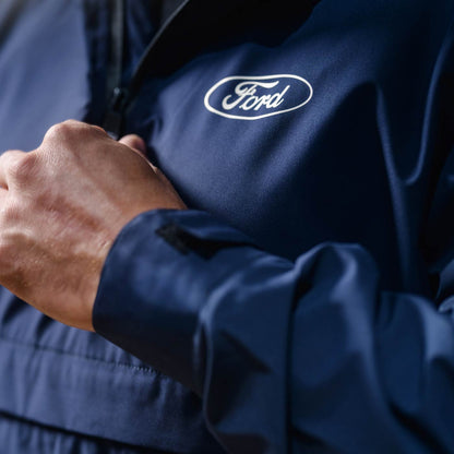 Ford Mens Navy Blue Packable Quarter Zip Windbreaker Rain Jacket