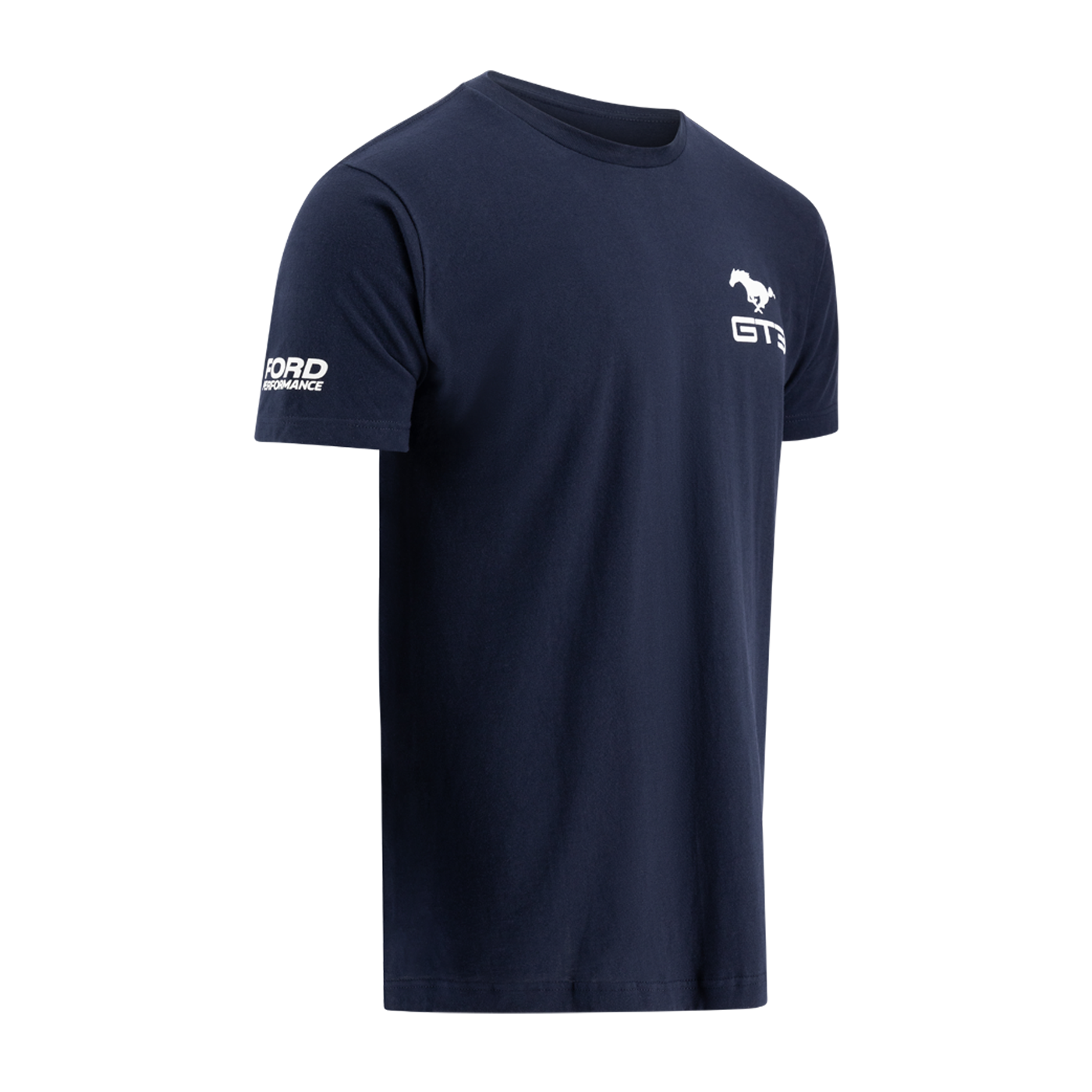 Navy blue t-shirt with Ford Performance logos on a white background