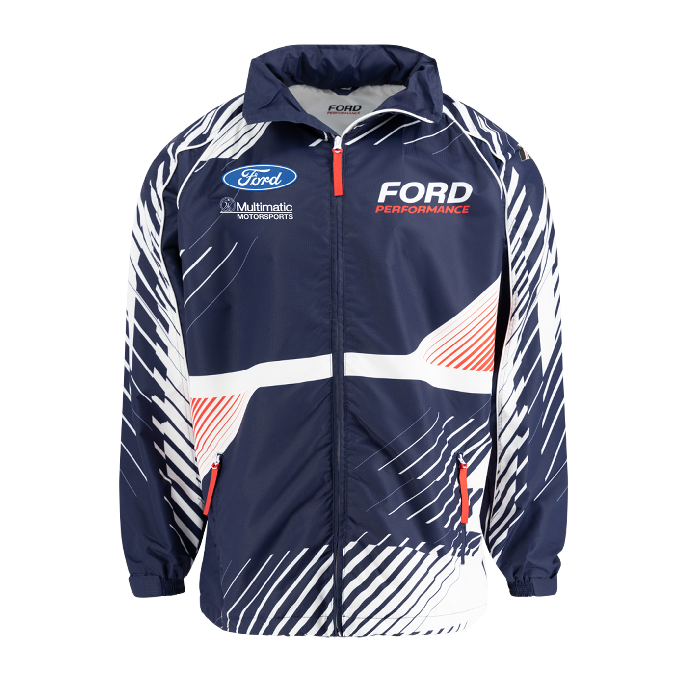 Navy blue jacket with Ford Performance branding on a white background