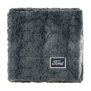 Gray textured blanket with a Ford logo on a white background