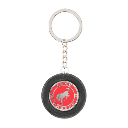Keychain with Ford Bronco logo on a white background