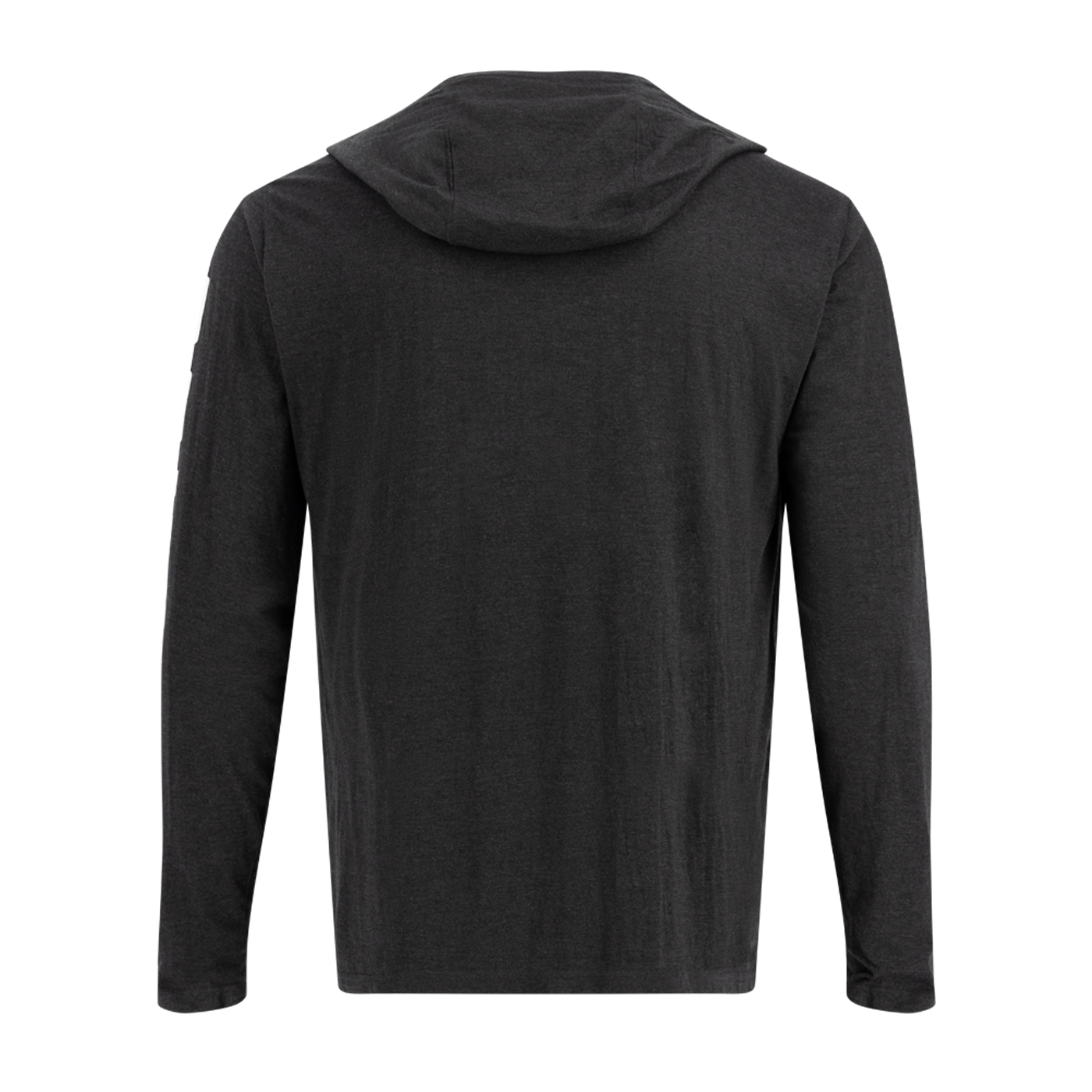 Black hoodie shown from the back on a white background