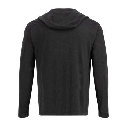 Black hoodie shown from the back on a white background