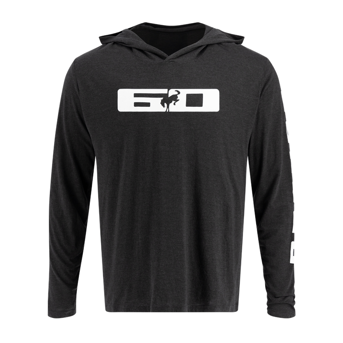 Black hoodie with a logo on a white background