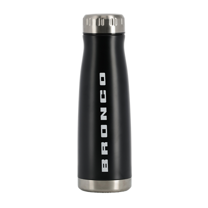 Black thermos with 'Bronco' branding on a white background