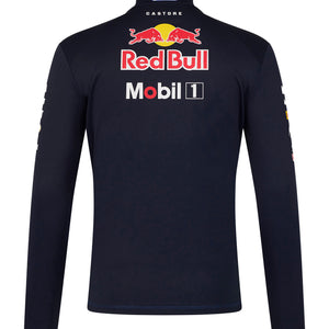 Black long-sleeve shirt with Red Bull and Mobil 1 logos on a white background