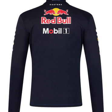 Black long-sleeve shirt with Red Bull and Mobil 1 logos on a white background