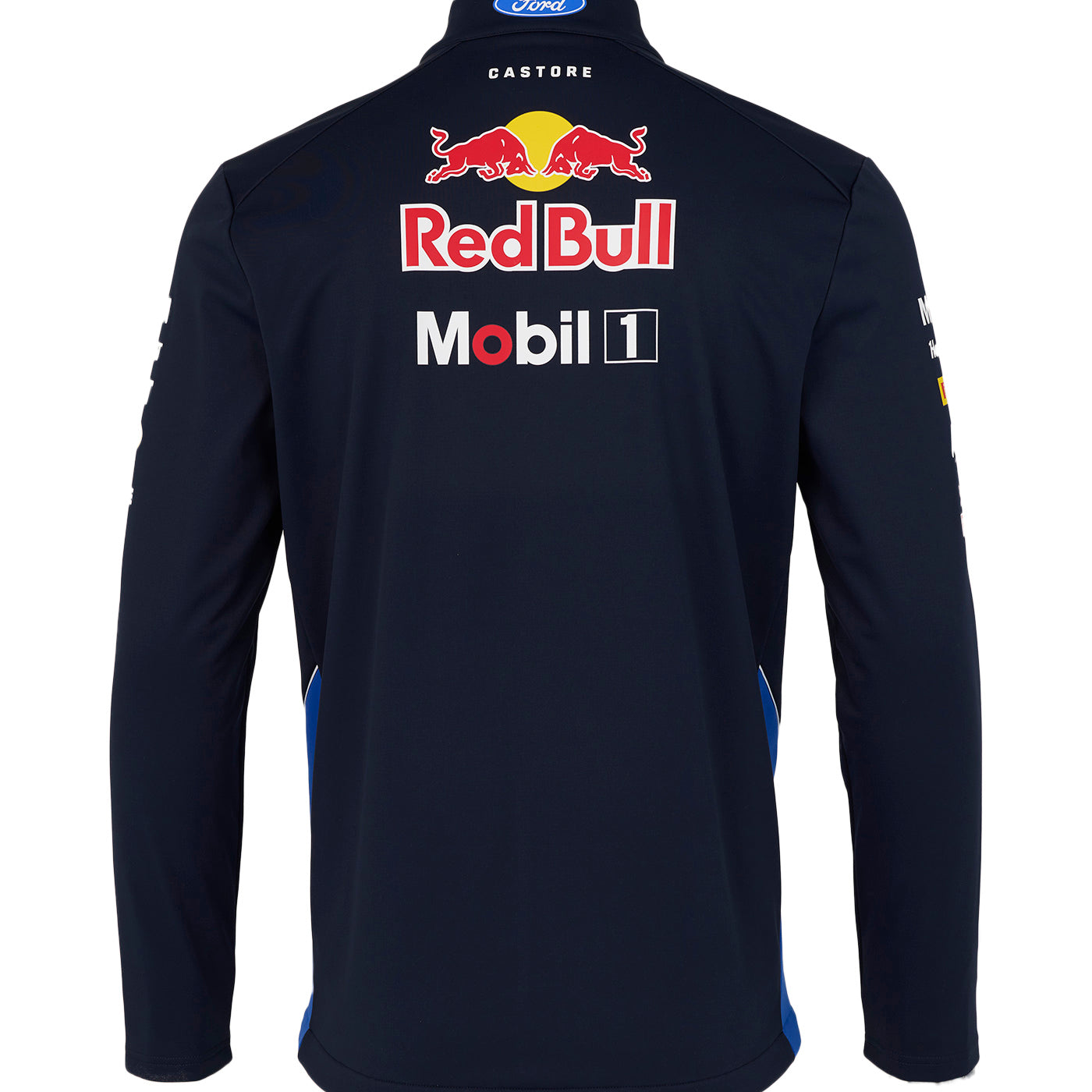 Black jacket with Red Bull and Mobil 1 logos on a white background