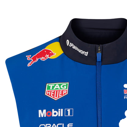 Blue racing FORD vest with various brand logos on a white background