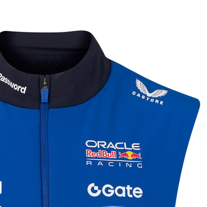 Blue jacket with Oracle Red Bull Racing and Castore logos on a white background
