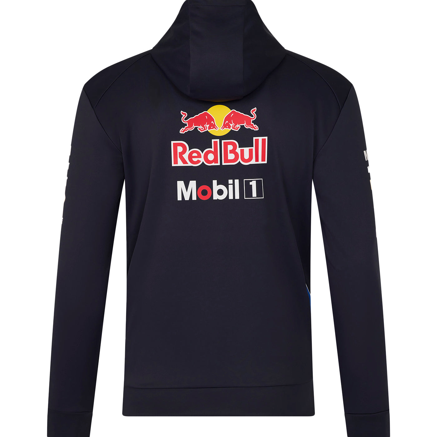 Black hoodie with Red Bull and Mobil 1 logos on a white background