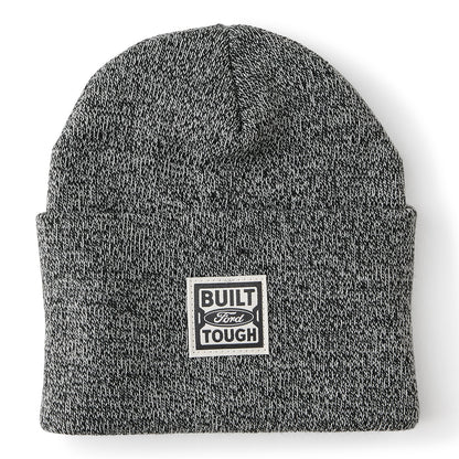 Gray knit beanie with 'Built Ford Tough' logo on a white background