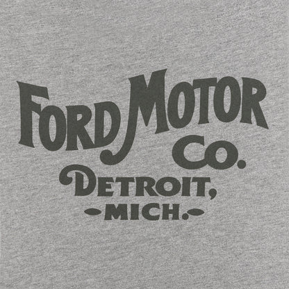 Gray t-shirt with 'Ford Motor Co. Detroit, Mich.' text in black.