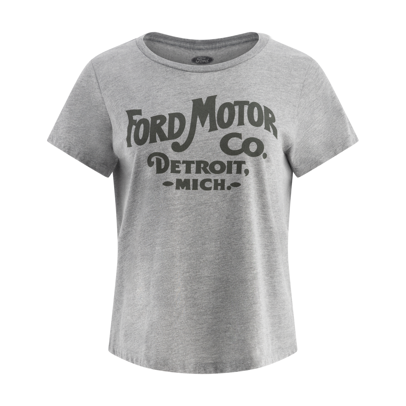 Gray t-shirt with Ford Motor Co. logo on a white background