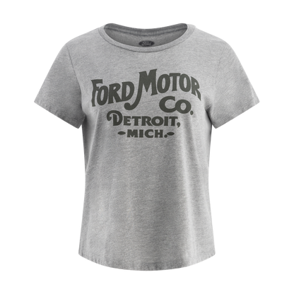 Gray t-shirt with Ford Motor Co. logo on a white background
