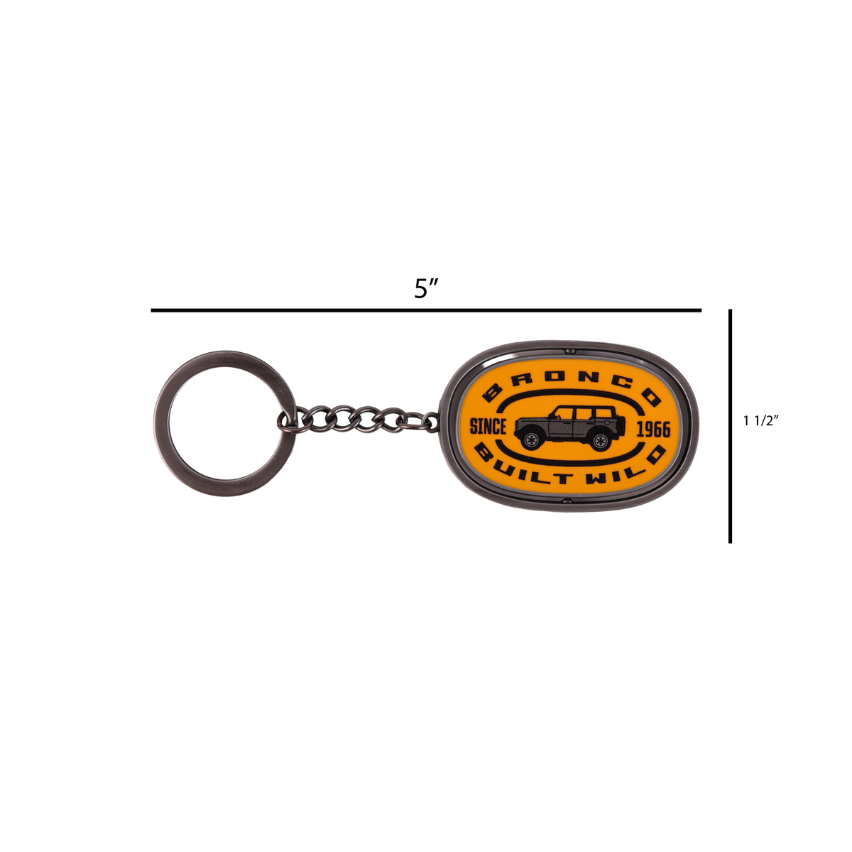 measurements of the Bronco built wild orange key chain with a key ring