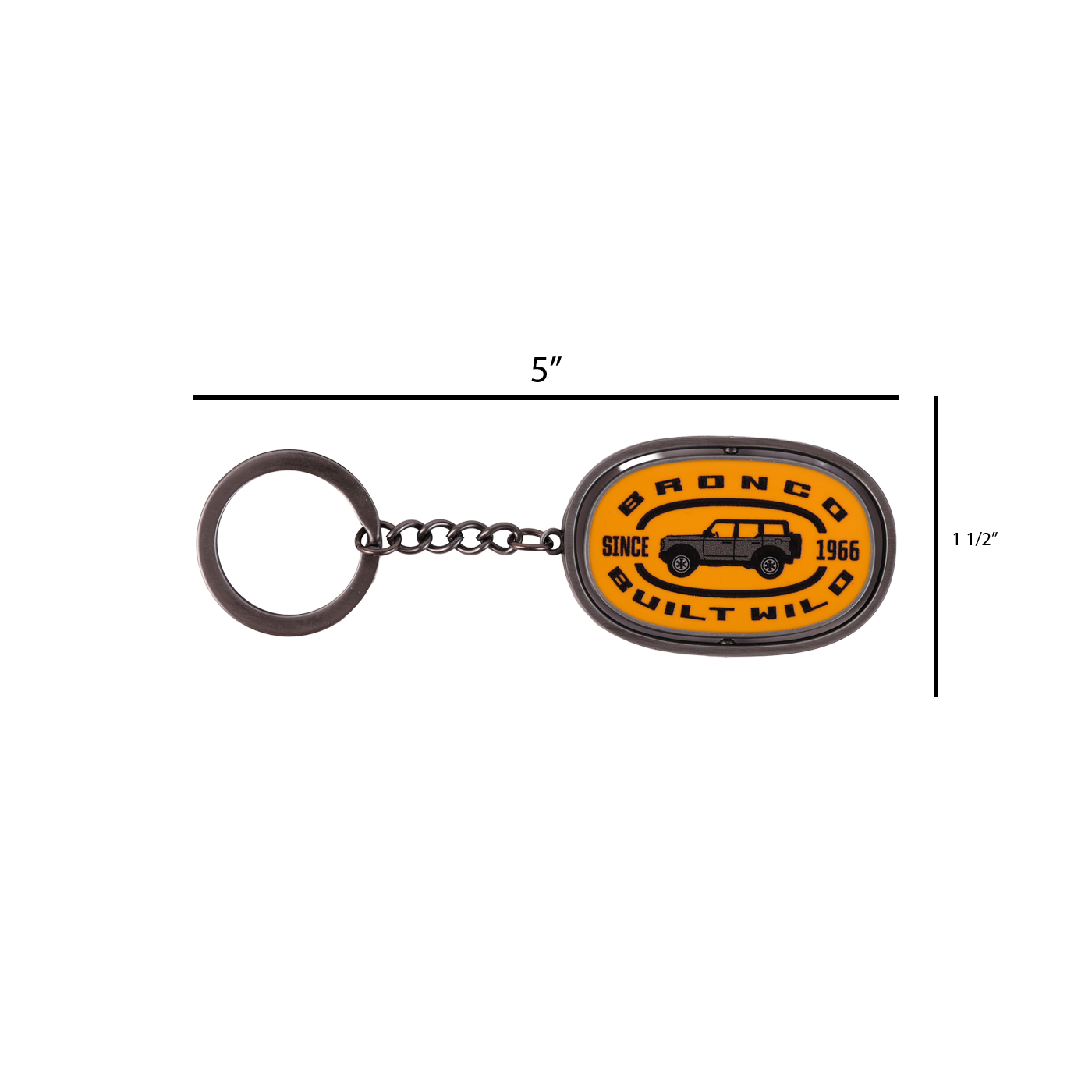 measurements of the Bronco built wild orange key chain with a key ring