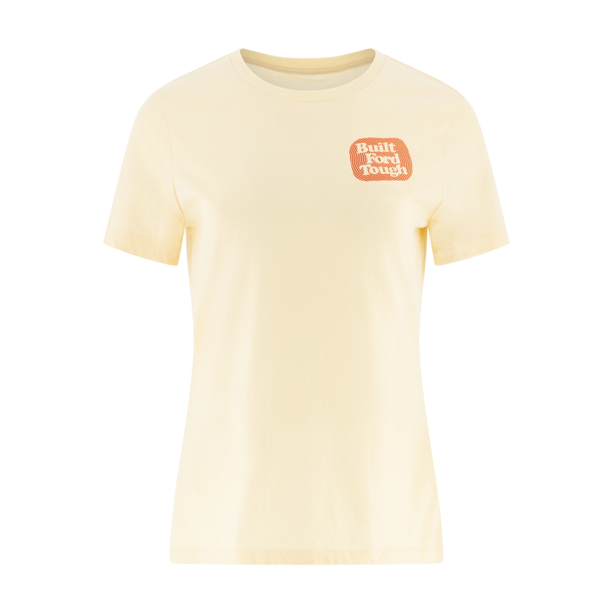 yellow t-shirt with an orange built ford tough logo