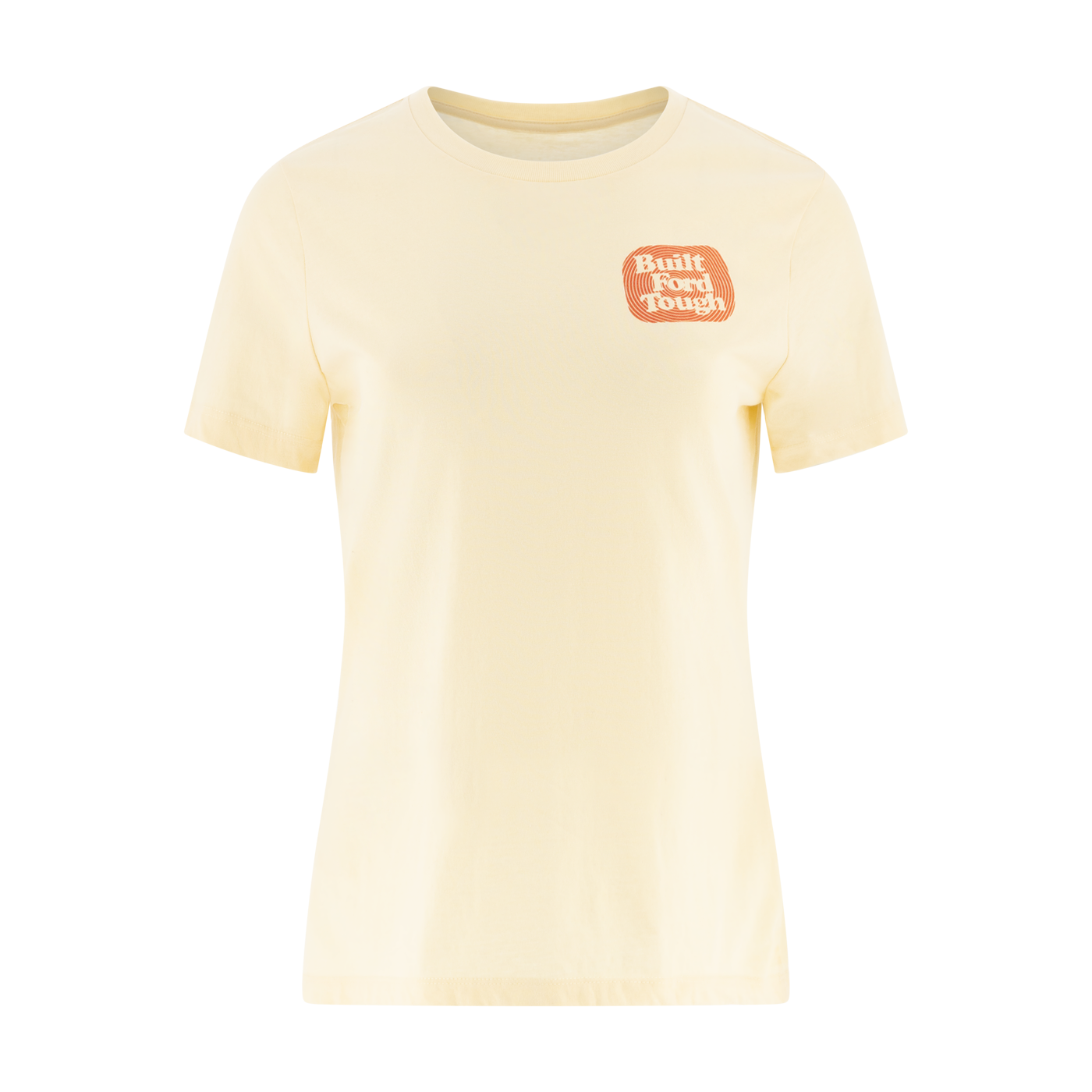 yellow t-shirt with an orange built ford tough logo