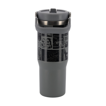  graphic ford truck logo background on a gray tumbler