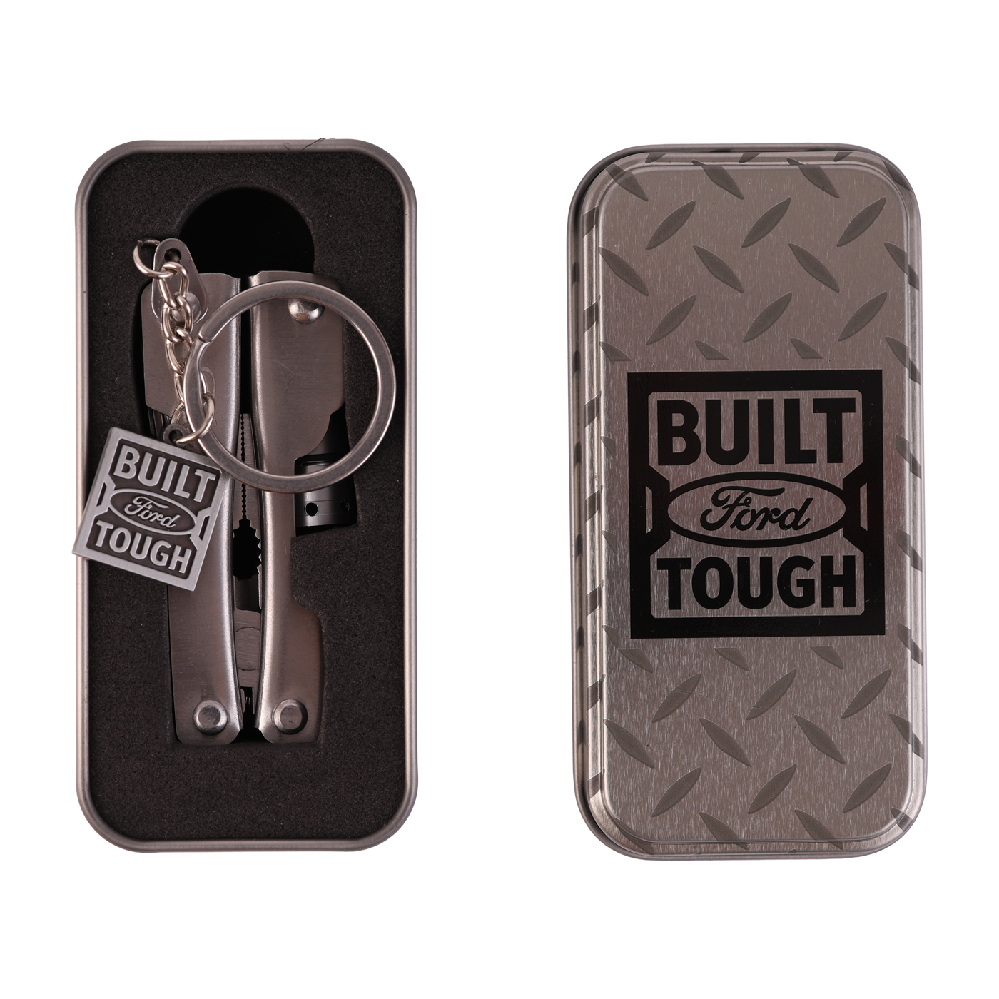 Keychain tool set with 'Built Ford Tough' branding in packaging