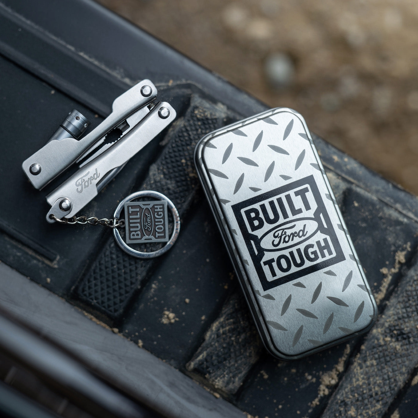 Built Ford Tough tool set on a textured surface