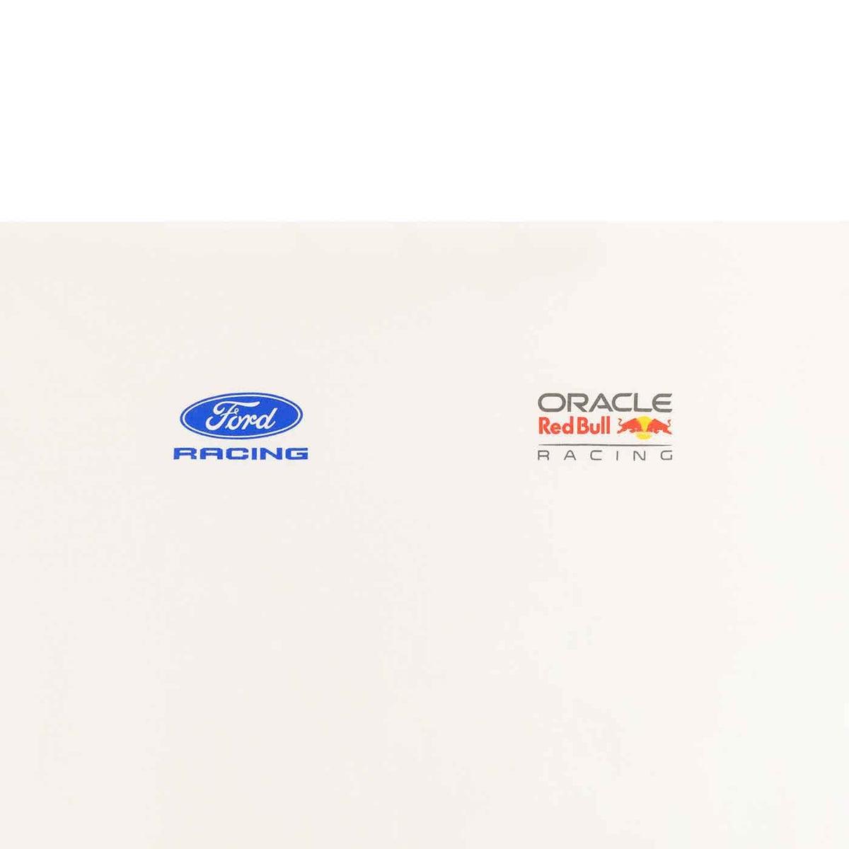 Two racing team logos on a white background: Ford Racing and Oracle Red Bull Racing.