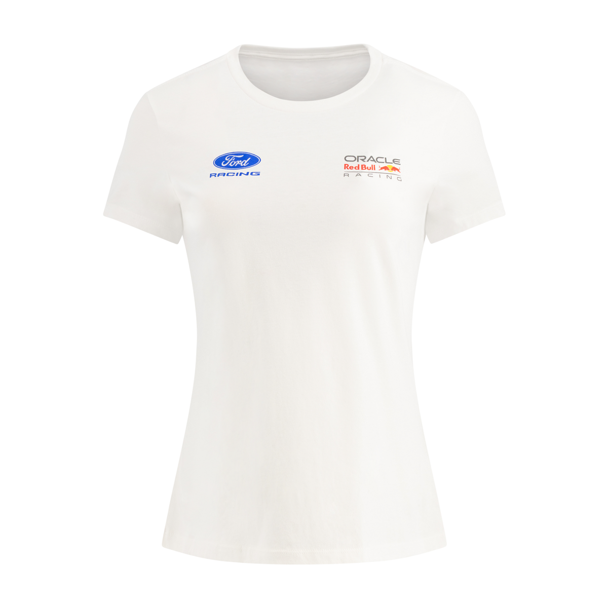 White t-shirt with Ford Racing and Oracle Red Bull logos on a white background