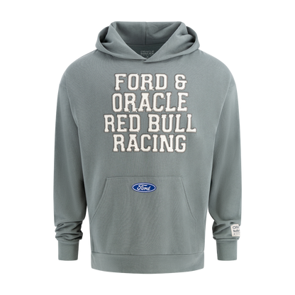 Gray hoodie with 'Ford & Oracle Red Bull Racing' text on a white background