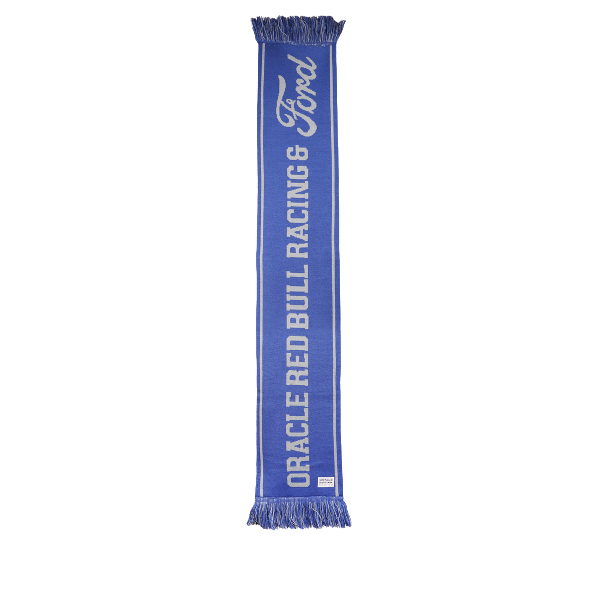 Blue scarf with Oracle Red Bull Raing Ford text on blue background