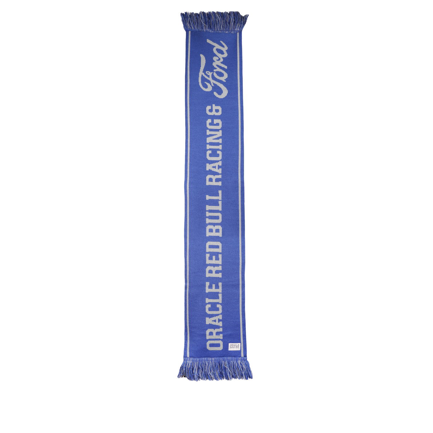 Blue scarf with Oracle Red Bull Raing Ford text on blue background
