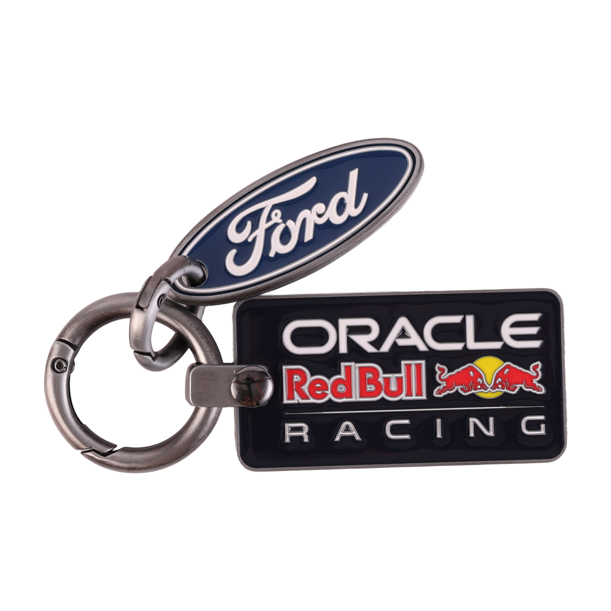 Ford and Oracle Red Bull Racing keychain on a white background