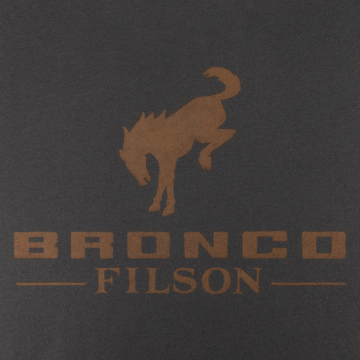 Black shirt with brown wolf logo and 'Bronco Filson' text