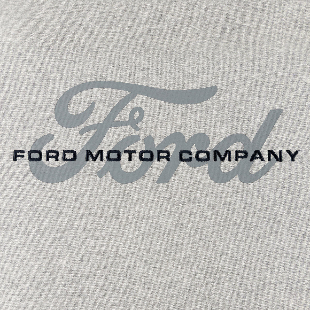 Ford script text with Ford motor company black text on a gray background