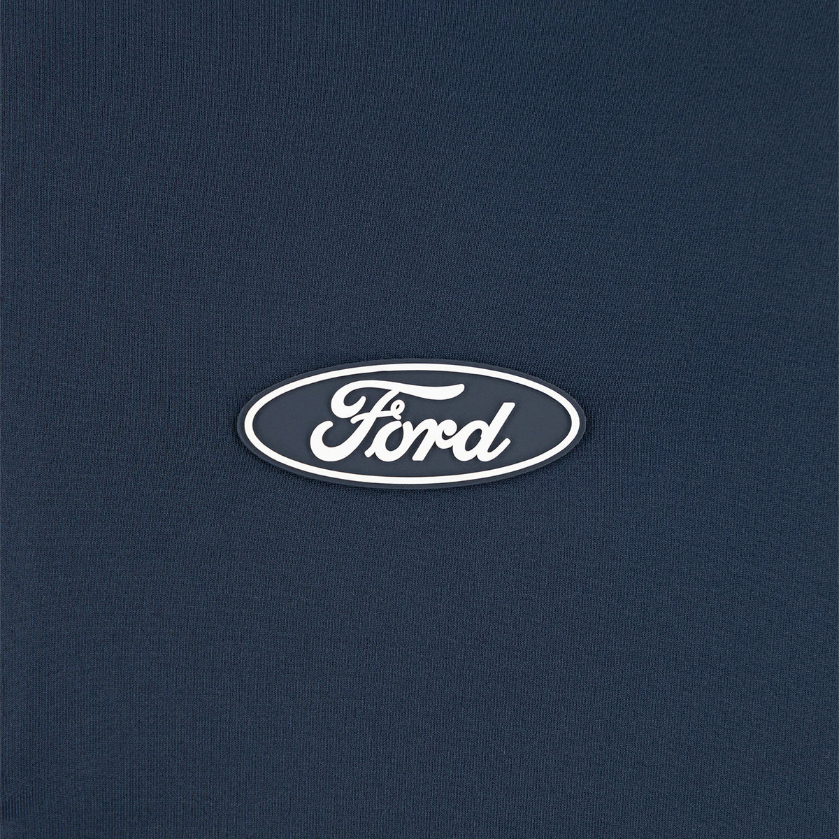 clue up of a blue oval logo on a navy blue background