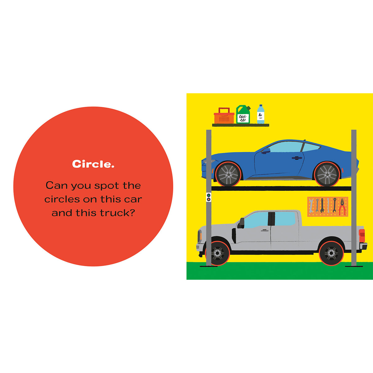 example of the circle page in the Ford shapes children's book