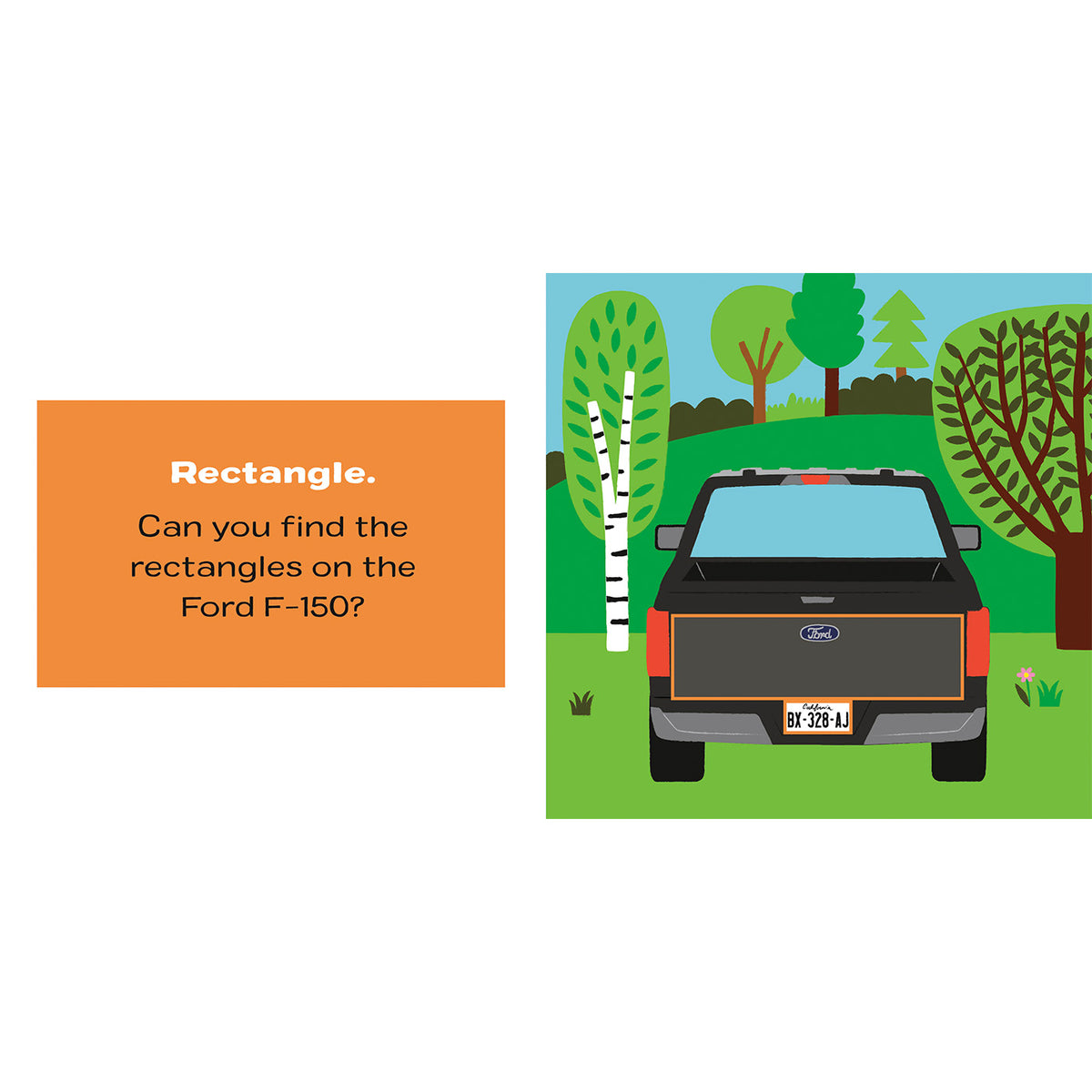 example of the rectangle pages in the Ford shapes children's book