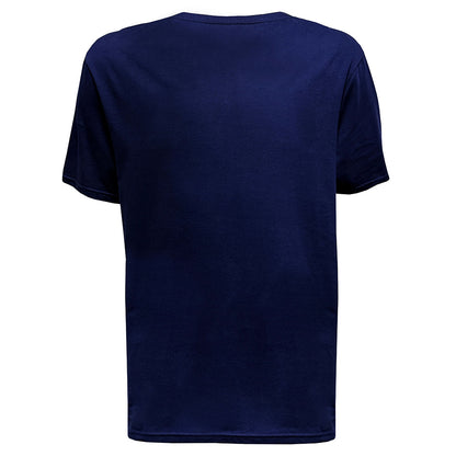 Navy blue t-shirt on a white background