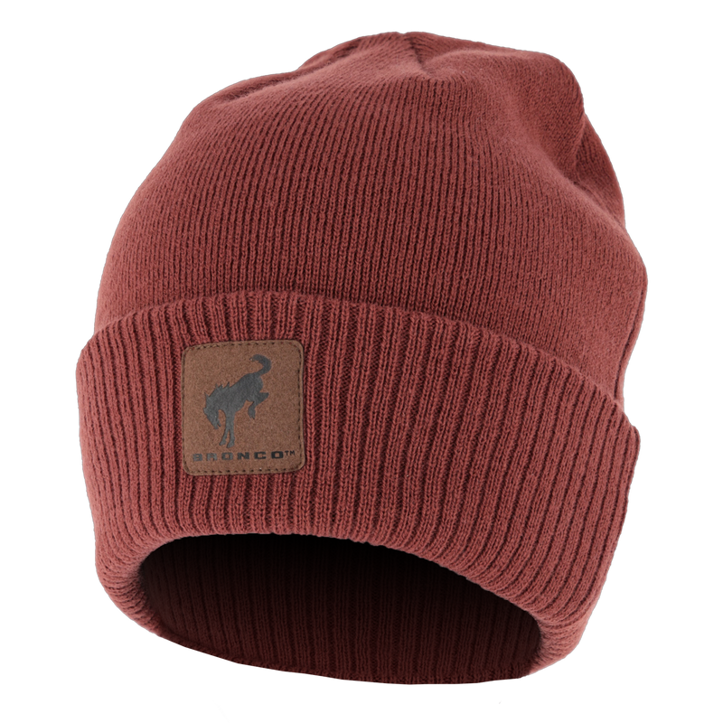 Ford Bronco Leather Patch Knit Hat - Front View