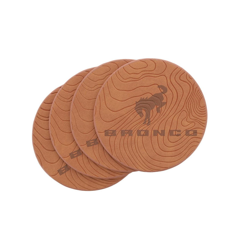 Ford Bronco Topographical Leather Coasters