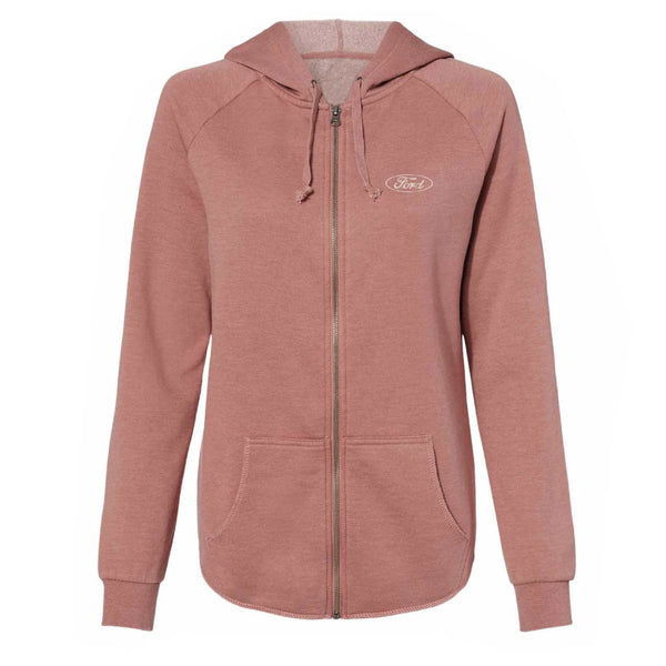 Cropped zip-through hoodie - Light pink - Ladies