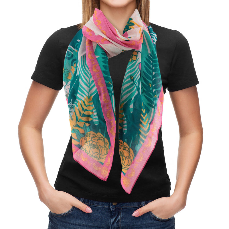 100% Real Silk Long Scarves and Shawls for Women Printed Wraps for
